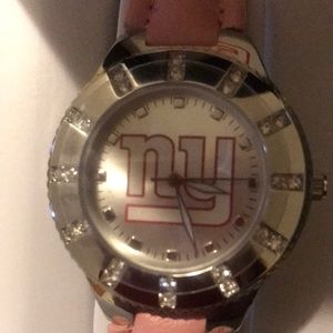 Ladies pink NY NFL watch